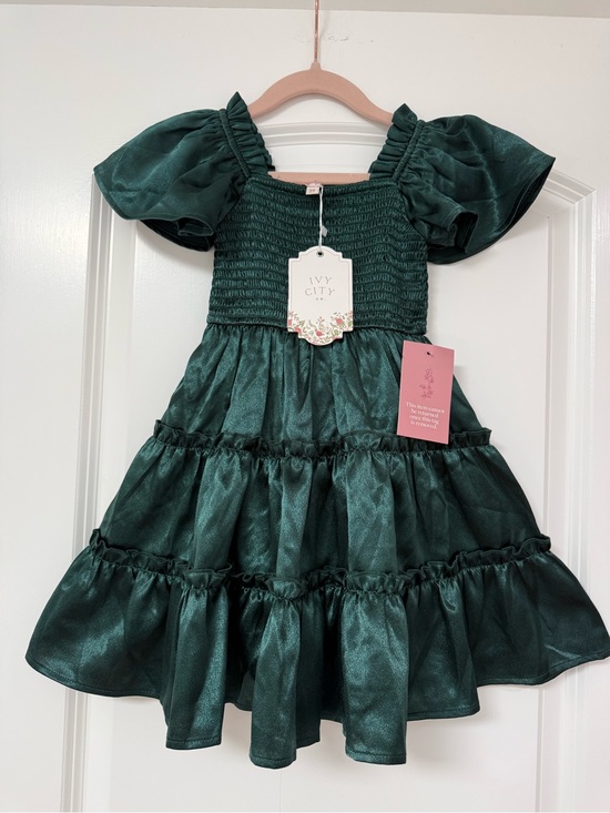 Ivy City Co Other - Ivy City Mini Ellie Dress in Emerald Satin 2T
